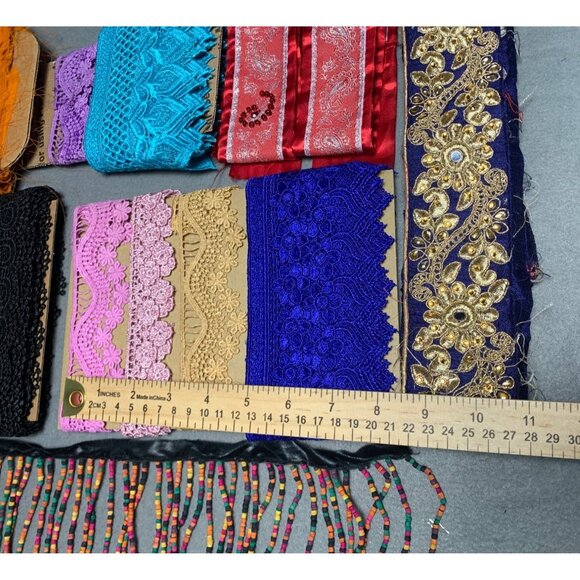 24 yds 15" Assorted Lace & Trim Fabric Bundle - Various Colors & Patterns - Picture 10 of 16